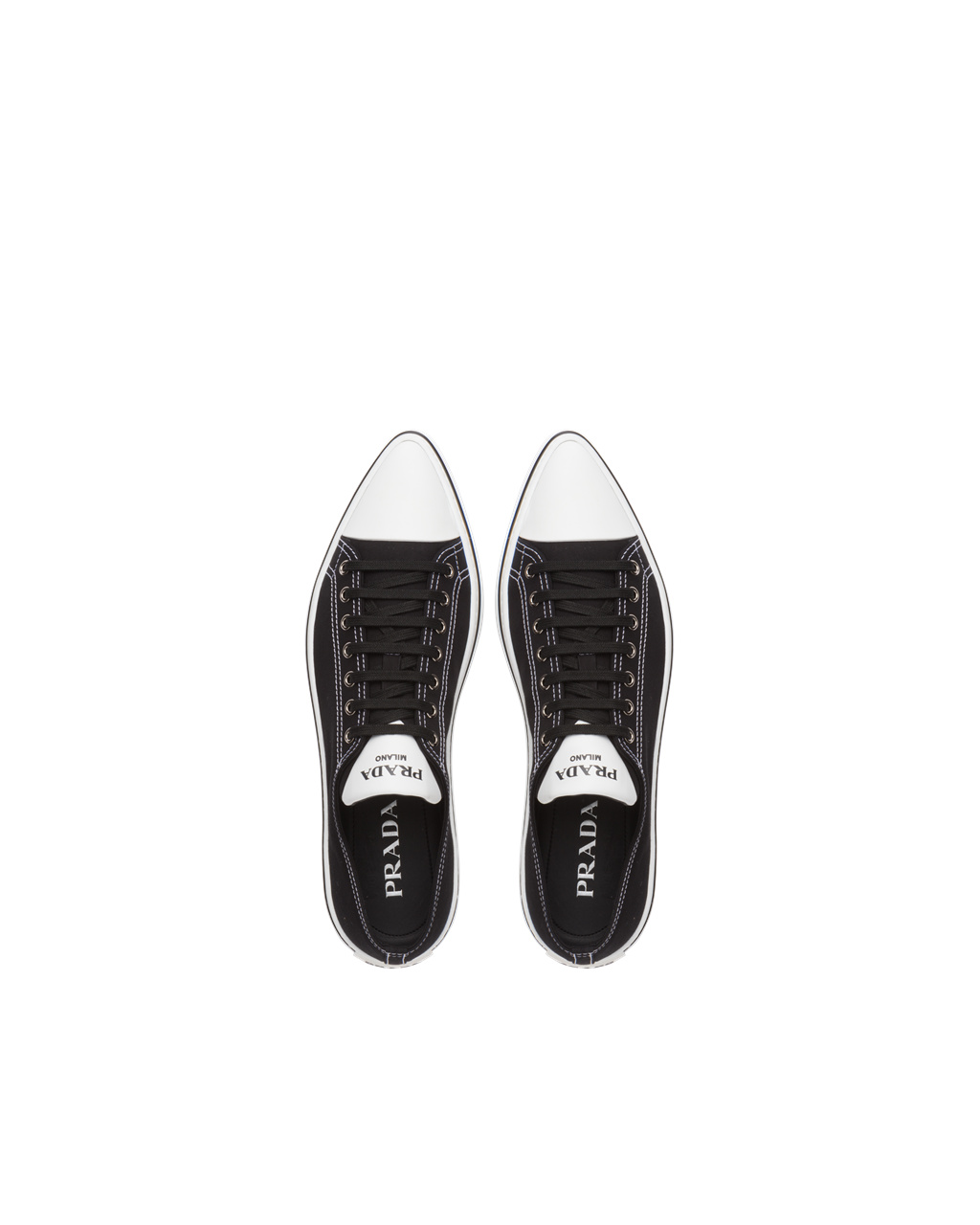 Prada Algodon Gabardine Pointy Sneakers Negras | 84065-QPXD