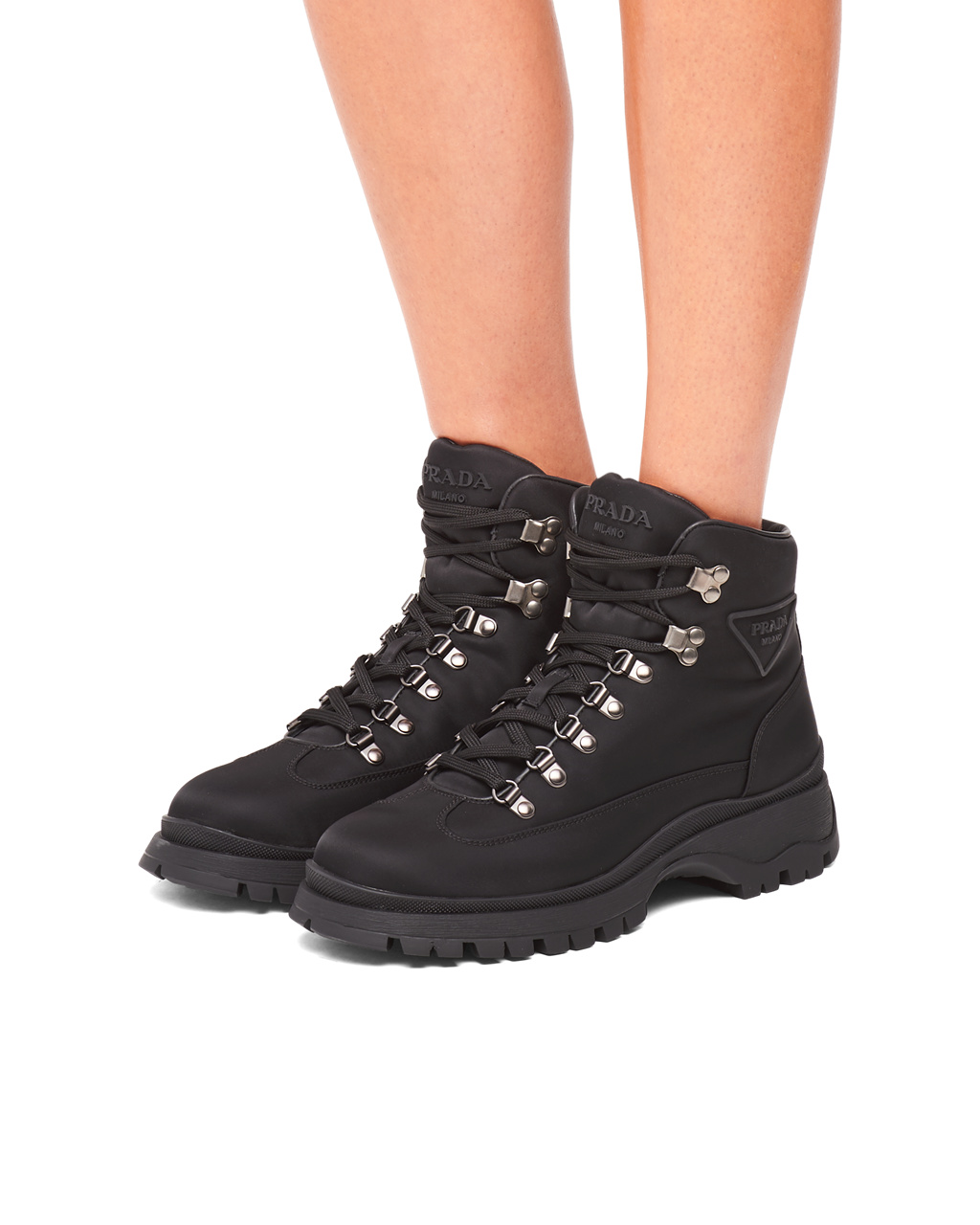 Prada Brixxen Re-nylon Gabardine Senderismo Boots Negras | 21596-KHBC