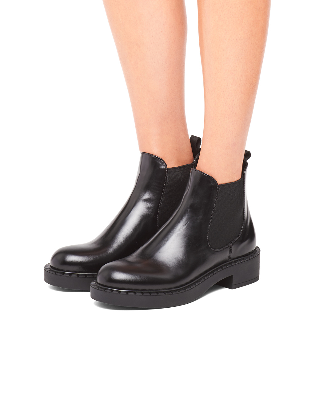 Prada Brushed Calf Cuero Booties Negras | 15036-QZVL