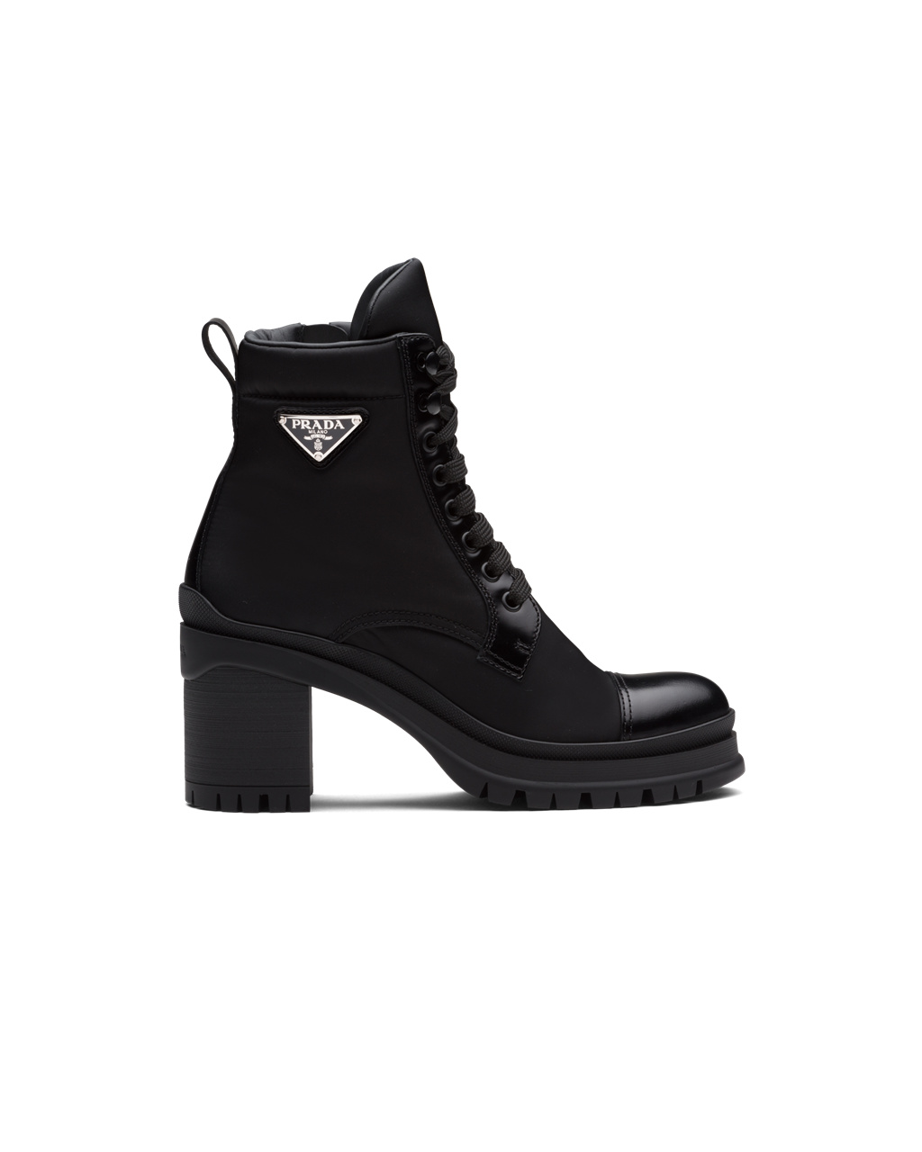 Prada Brushed Cuero And Nylon Laced Booties Negras | 97031-KFUE