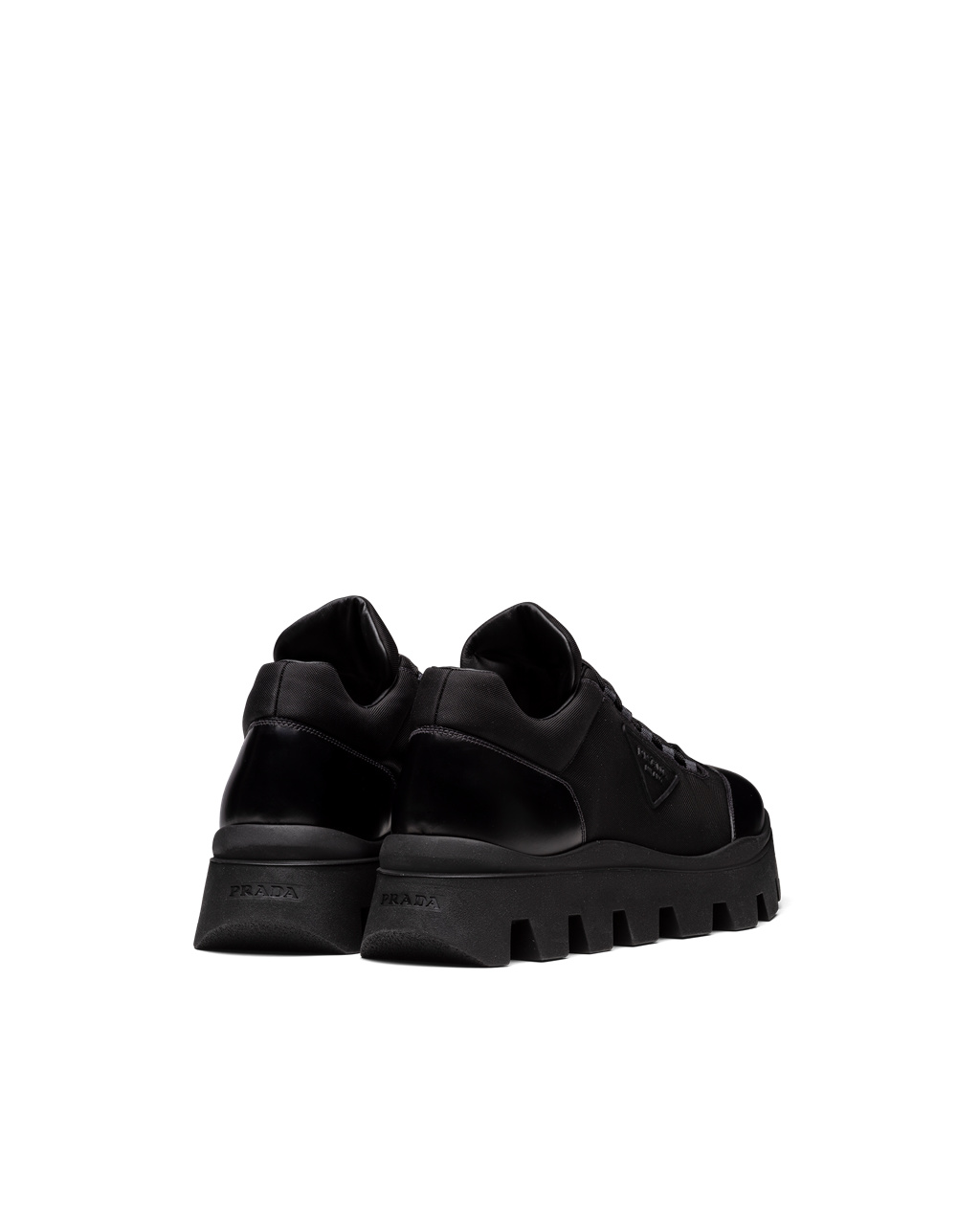 Prada Brushed Cuero And Nylon Sneakers Negras | 12374-PYXD