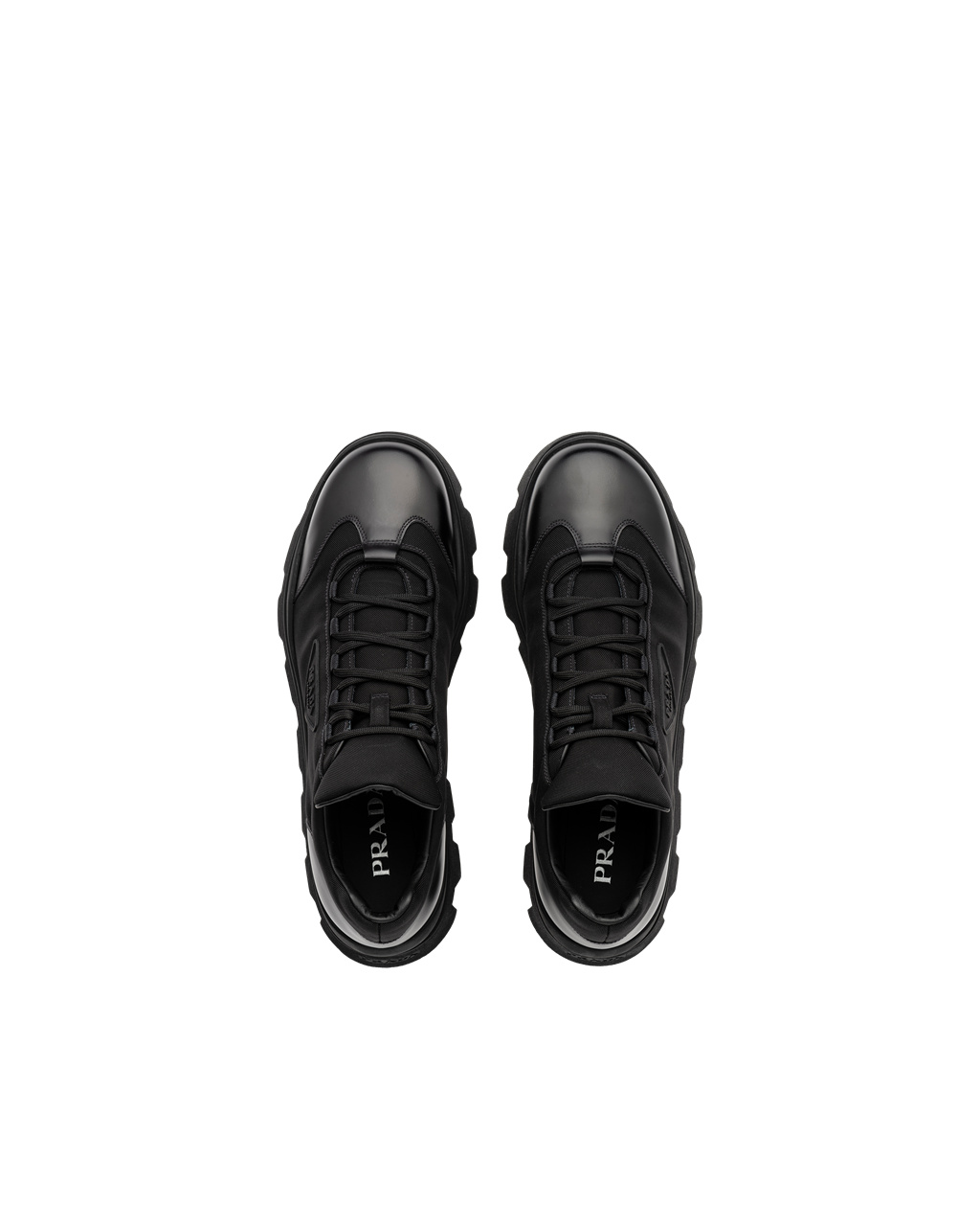 Prada Brushed Cuero And Nylon Sneakers Negras | 12374-PYXD