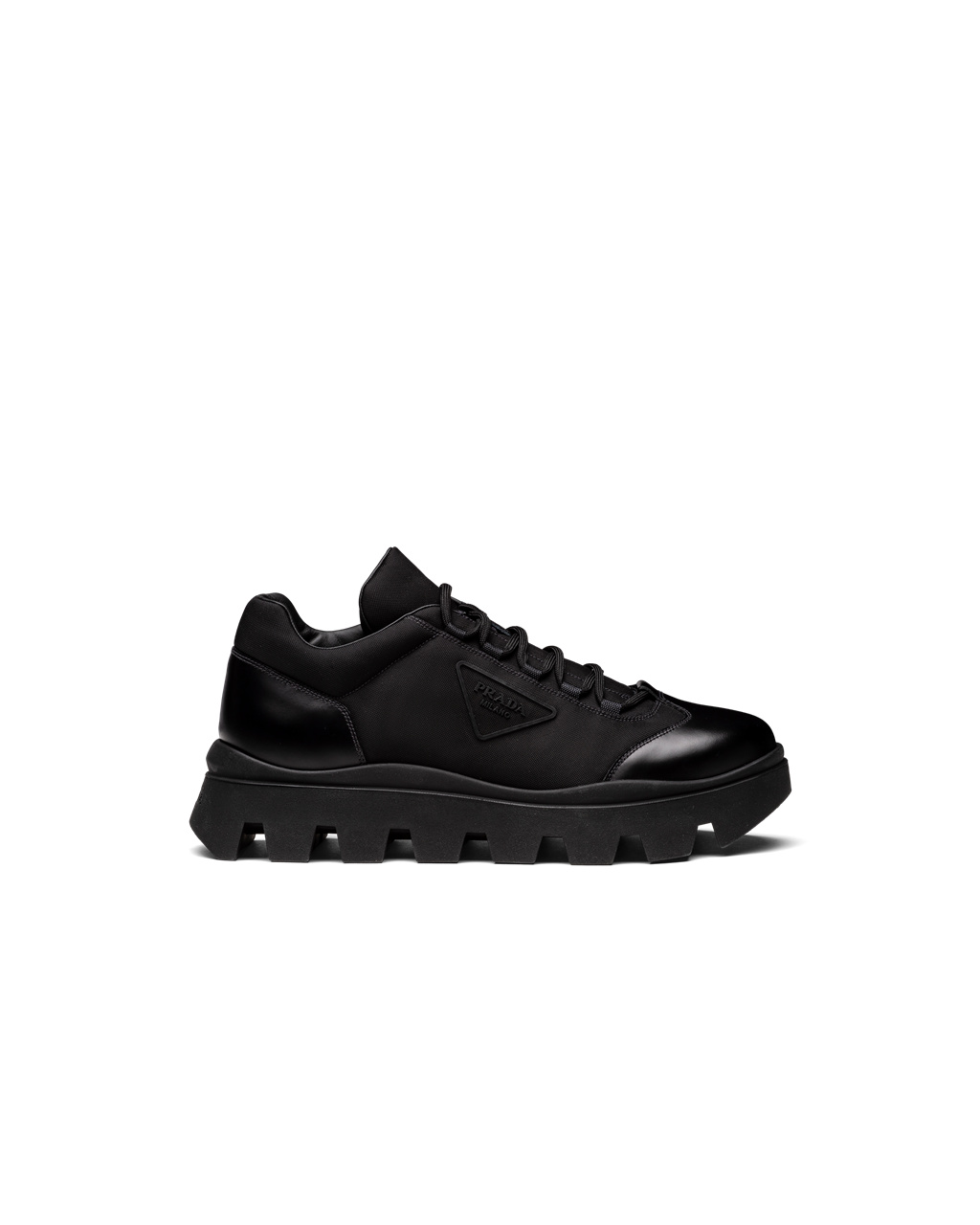 Prada Brushed Cuero And Nylon Sneakers Negras | 12374-PYXD