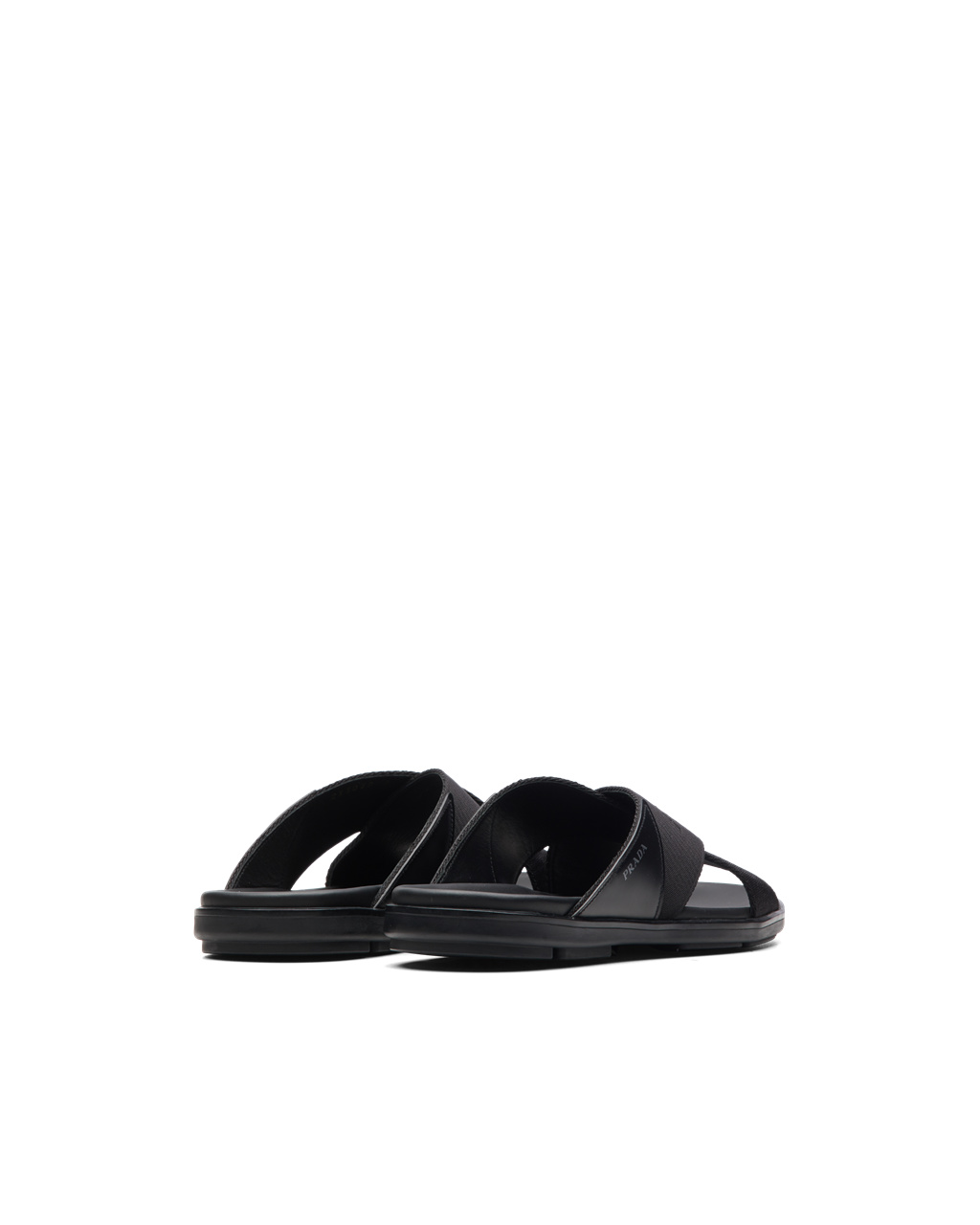 Prada Brushed Cuero And Nylon Tape Crisscross Slides Negras | 05164-UBPD