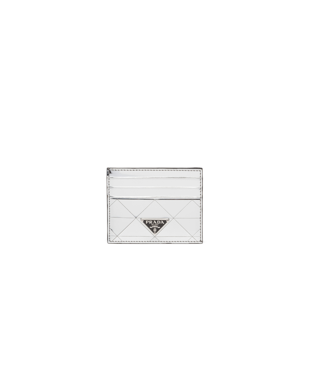 Prada Brushed Cuero Card Holder Plateadas | 91273-QJUF