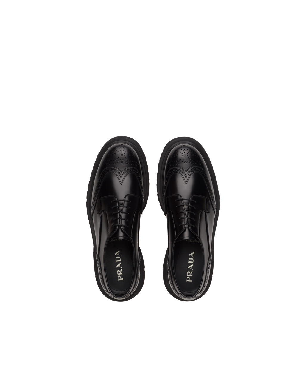 Prada Brushed Cuero Derby Shoes Negras | 54982-NGRT