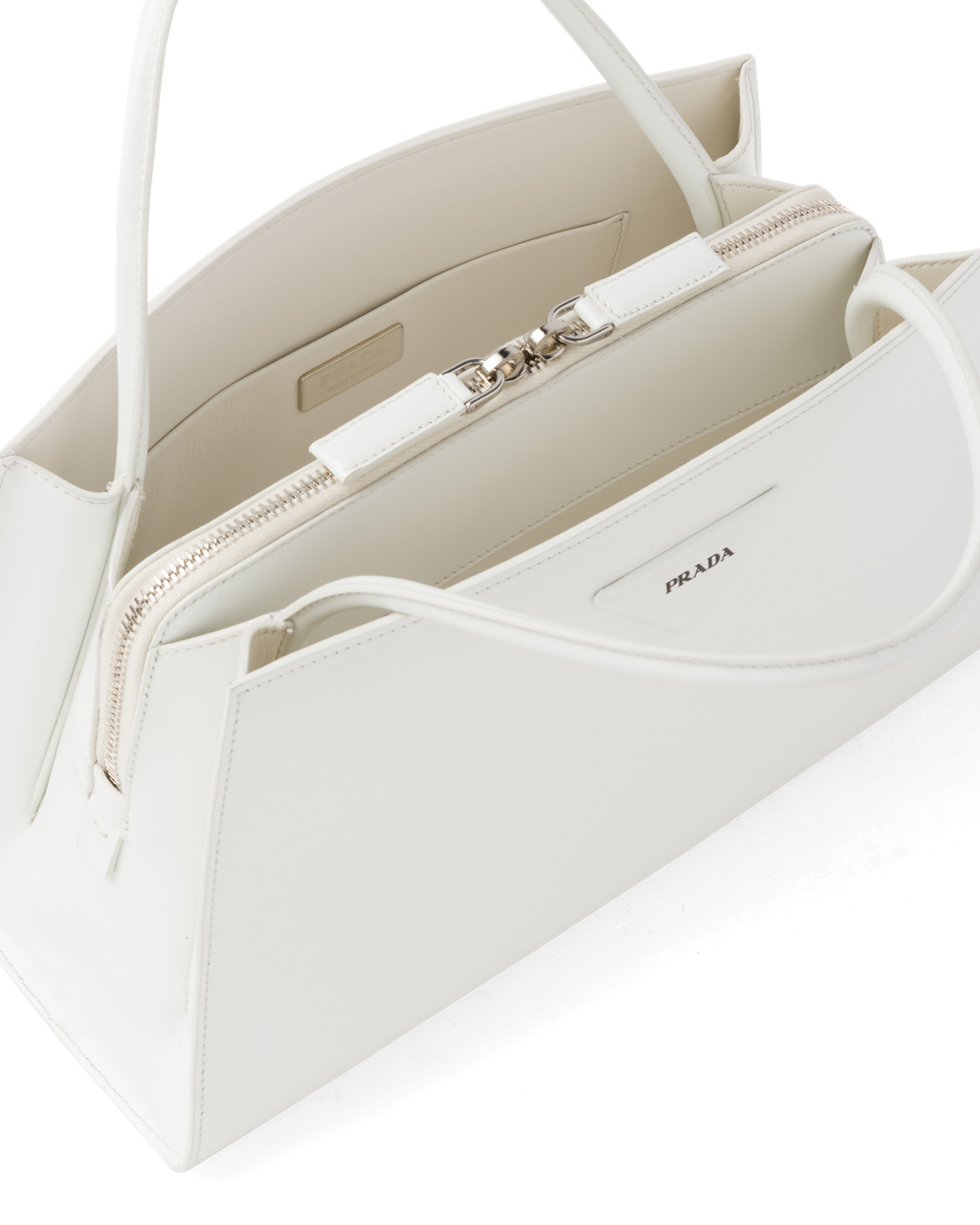 Prada Brushed Cuero Handbag Blancas | 81325-DYKN