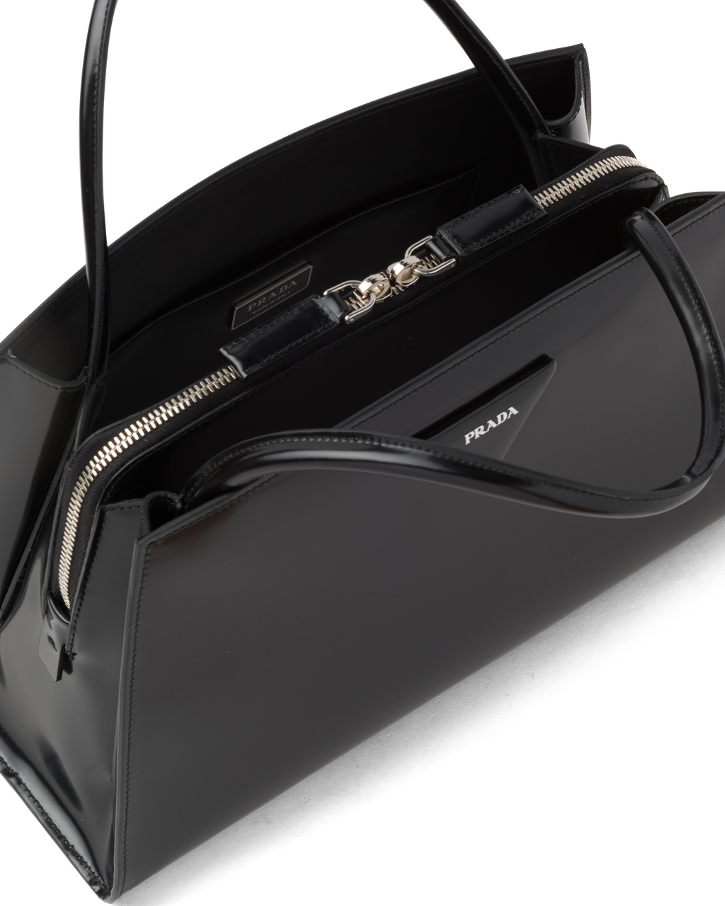 Prada Brushed Cuero Handbag Negras | 98753-WHTS