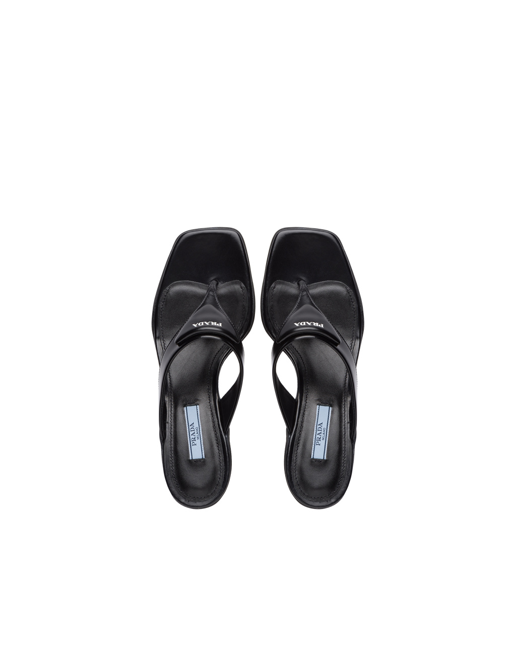 Prada Brushed Cuero High-heeled Tanga Sandals Negras | 15632-TVKU