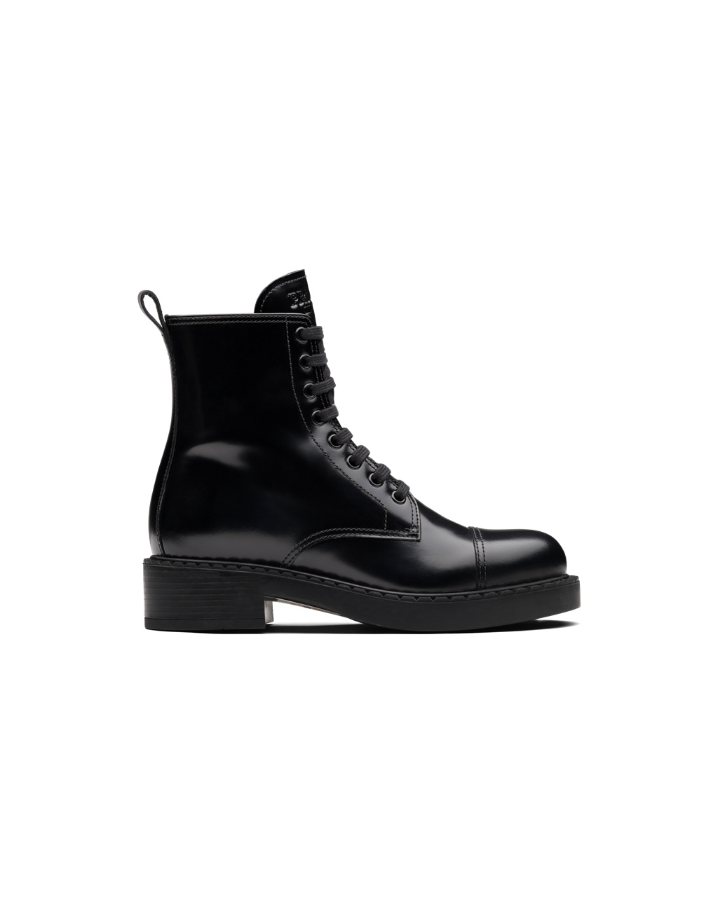 Prada Brushed Cuero Laced Booties Negras | 67150-FBCG