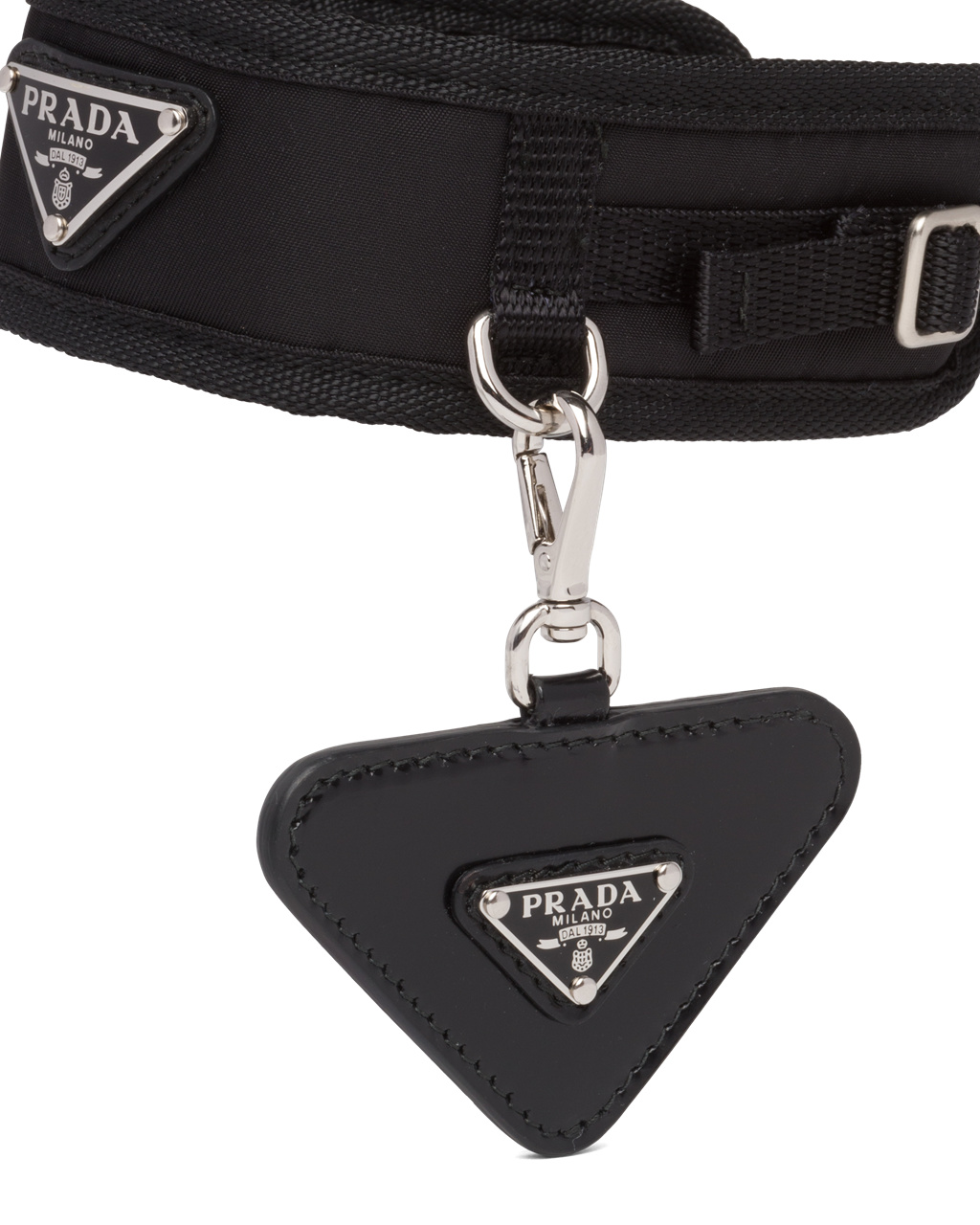 Prada Brushed Cuero Name Tag For Pet Negras | 72485-KTRB