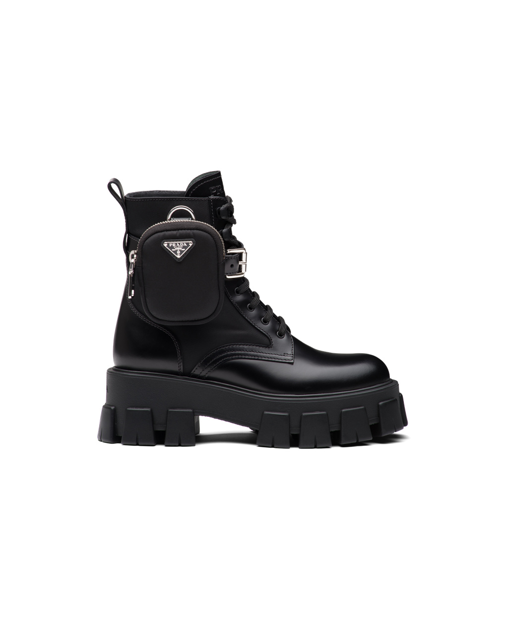 Prada Brushed Rois Cuero And Nylon Monolith Boots Negras | 49806-UBPK