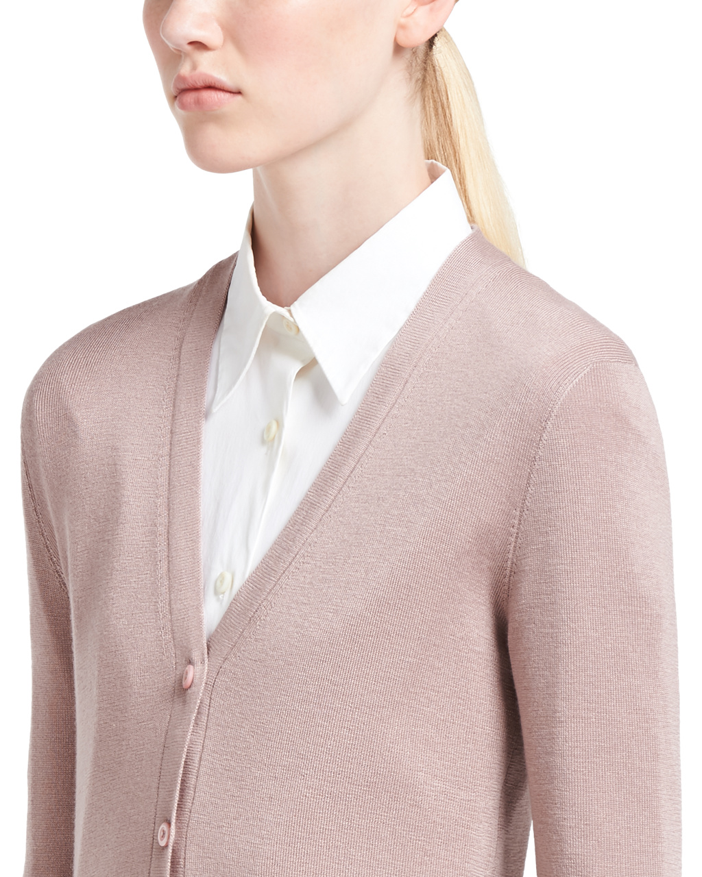 Prada Cashmere And Silk Cardigan Mauve | 83065-QLVA