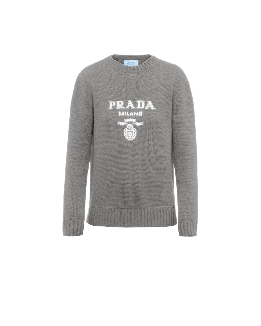 Prada Cashmere And Wool Prada Logo Crew-neck Sueter Gris | 16239-LTVS