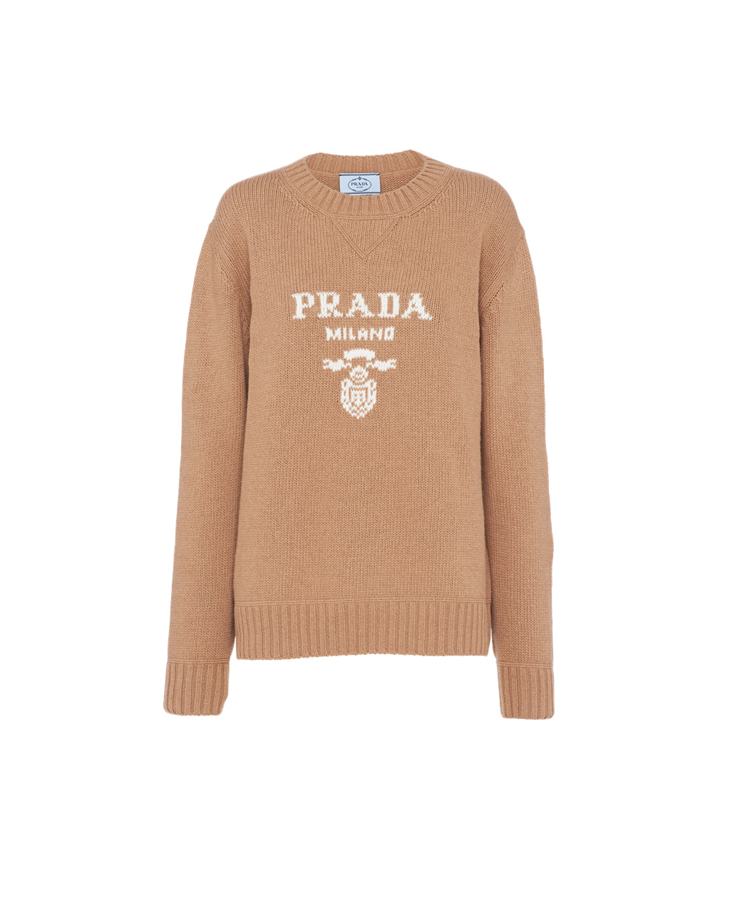 Prada Cashmere And Wool Prada Logo Crew-neck Sueter Marrones | 34926-MNIH