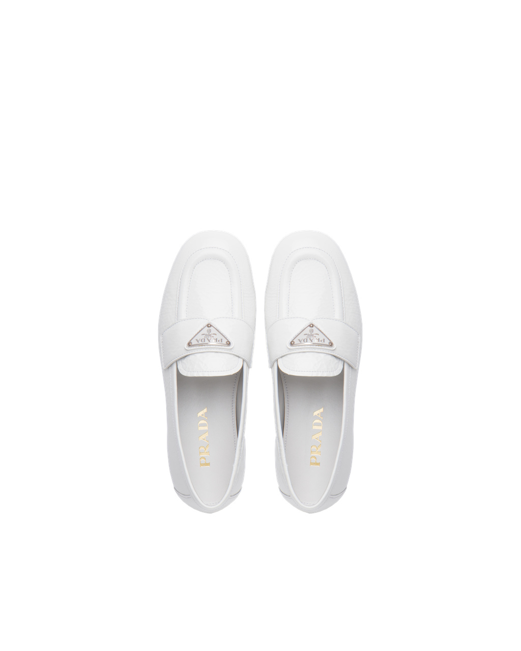 Prada Charol Cuero Loafers Blancas | 83726-LTBH