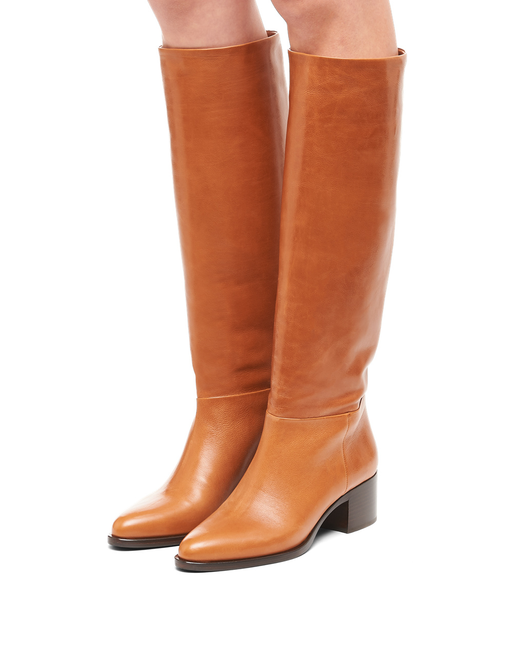 Prada Cuero Boots Cognac | 17064-BEFY