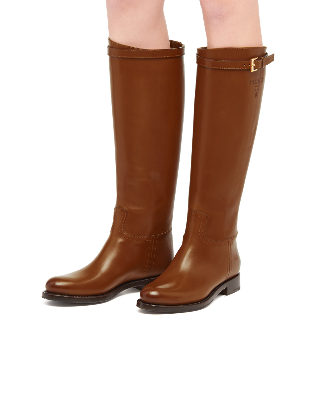 Prada Cuero Boots Cognac | 21038-PGUB