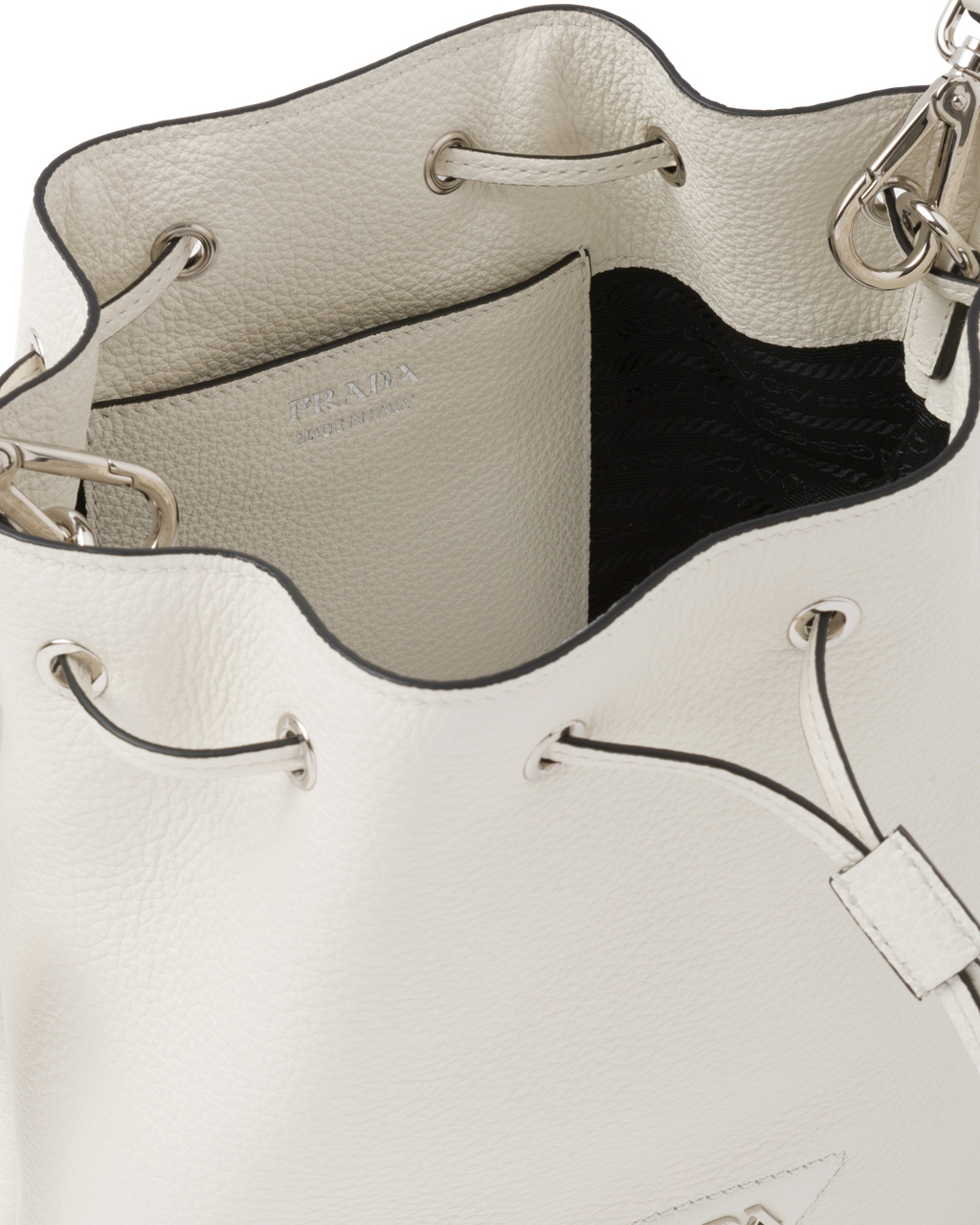 Prada Cuero Bucket Bag Blancas | 62597-VHLW