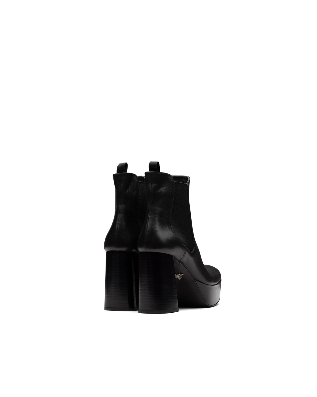 Prada Cuero Plataforma Booties Negras | 06385-OATD