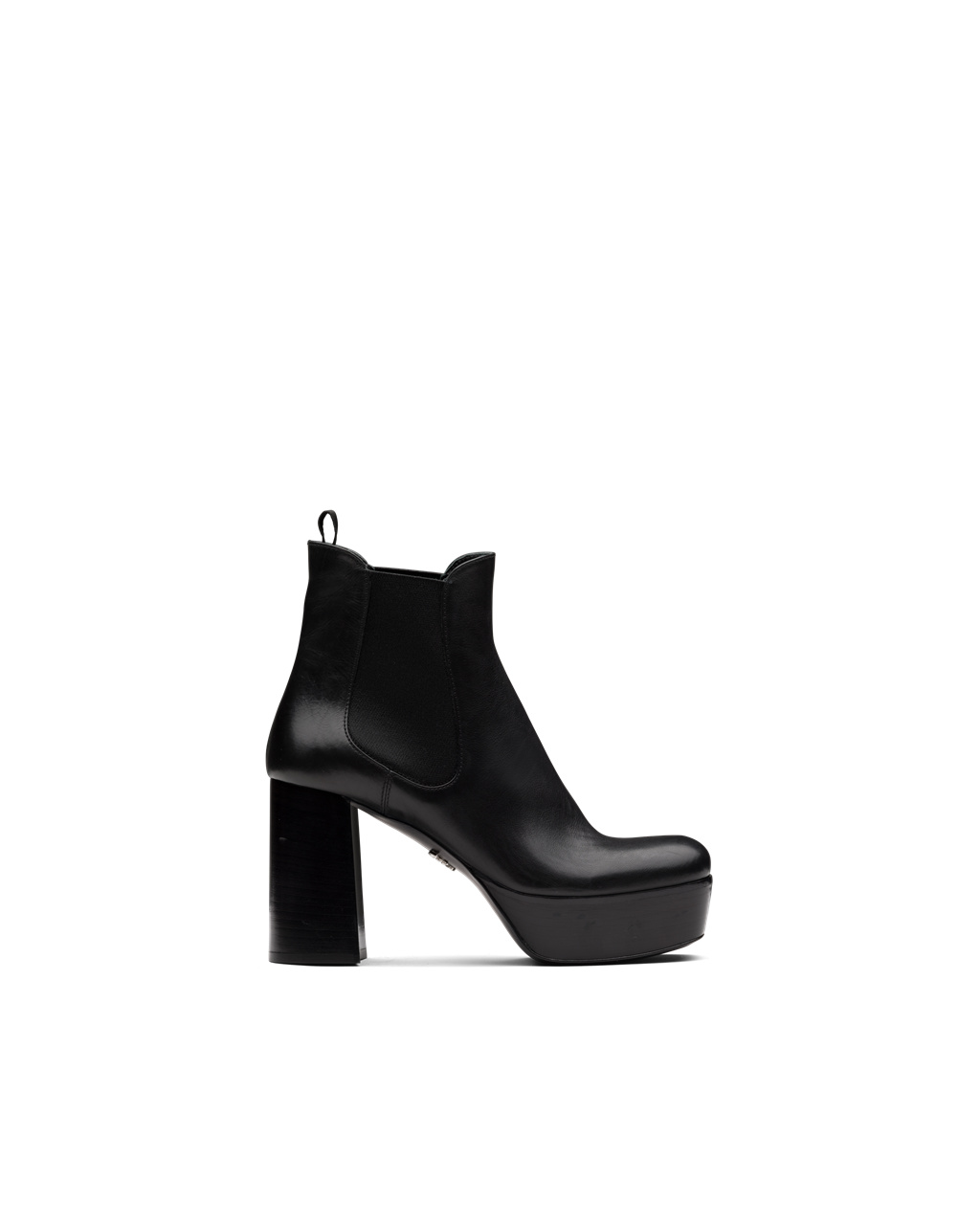 Prada Cuero Plataforma Booties Negras | 06385-OATD