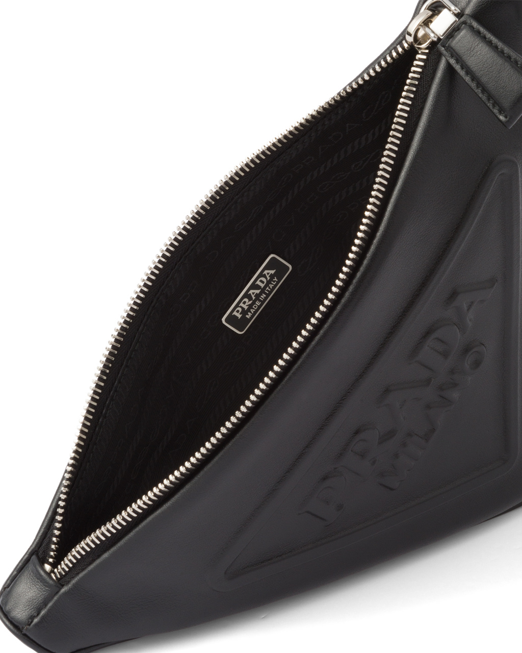 Prada Cuero Prada Triangle Pouch Negras | 16395-FACL