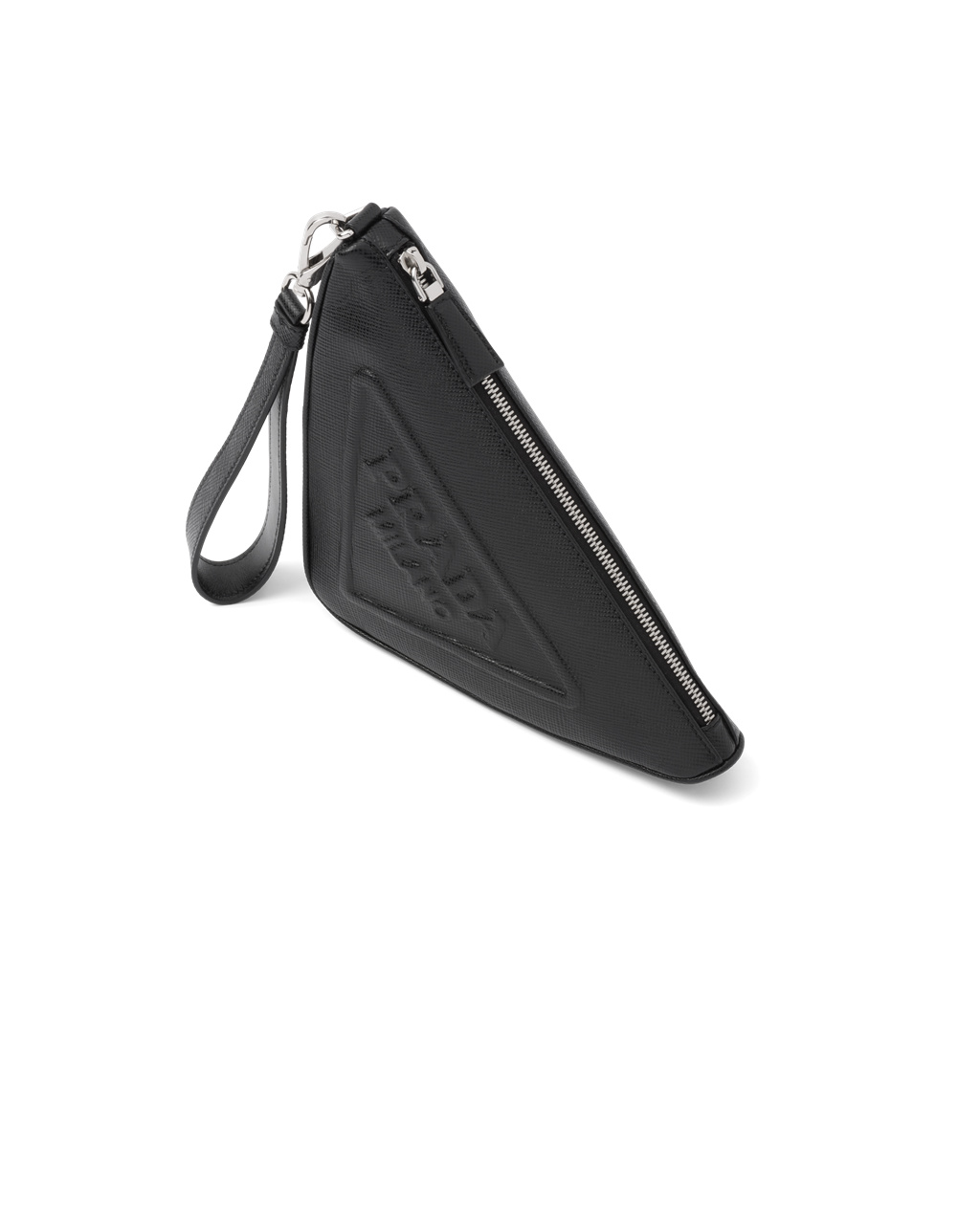 Prada Cuero Prada Triangle Pouch Negras | 38124-XDLV