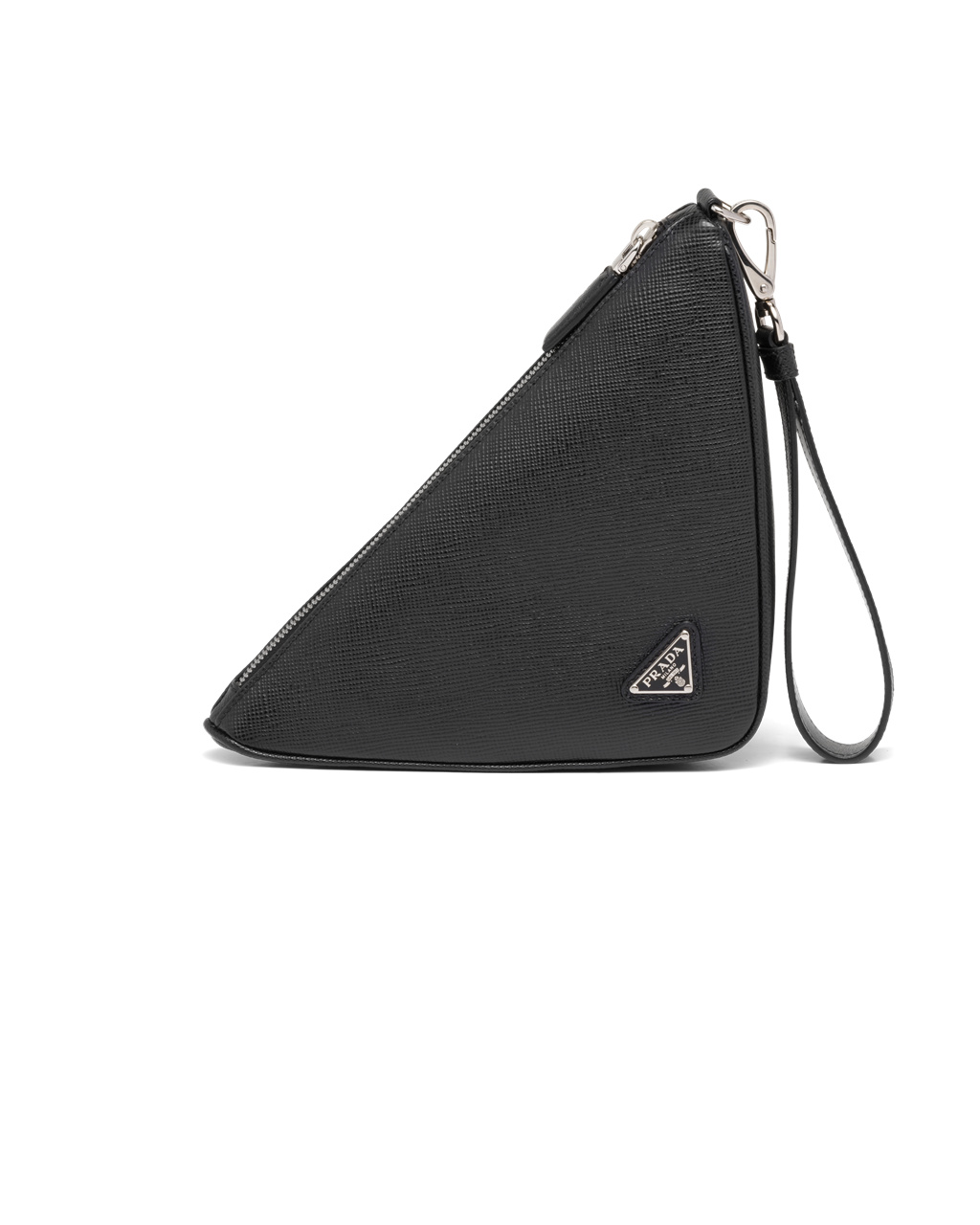 Prada Cuero Prada Triangle Pouch Negras | 38124-XDLV