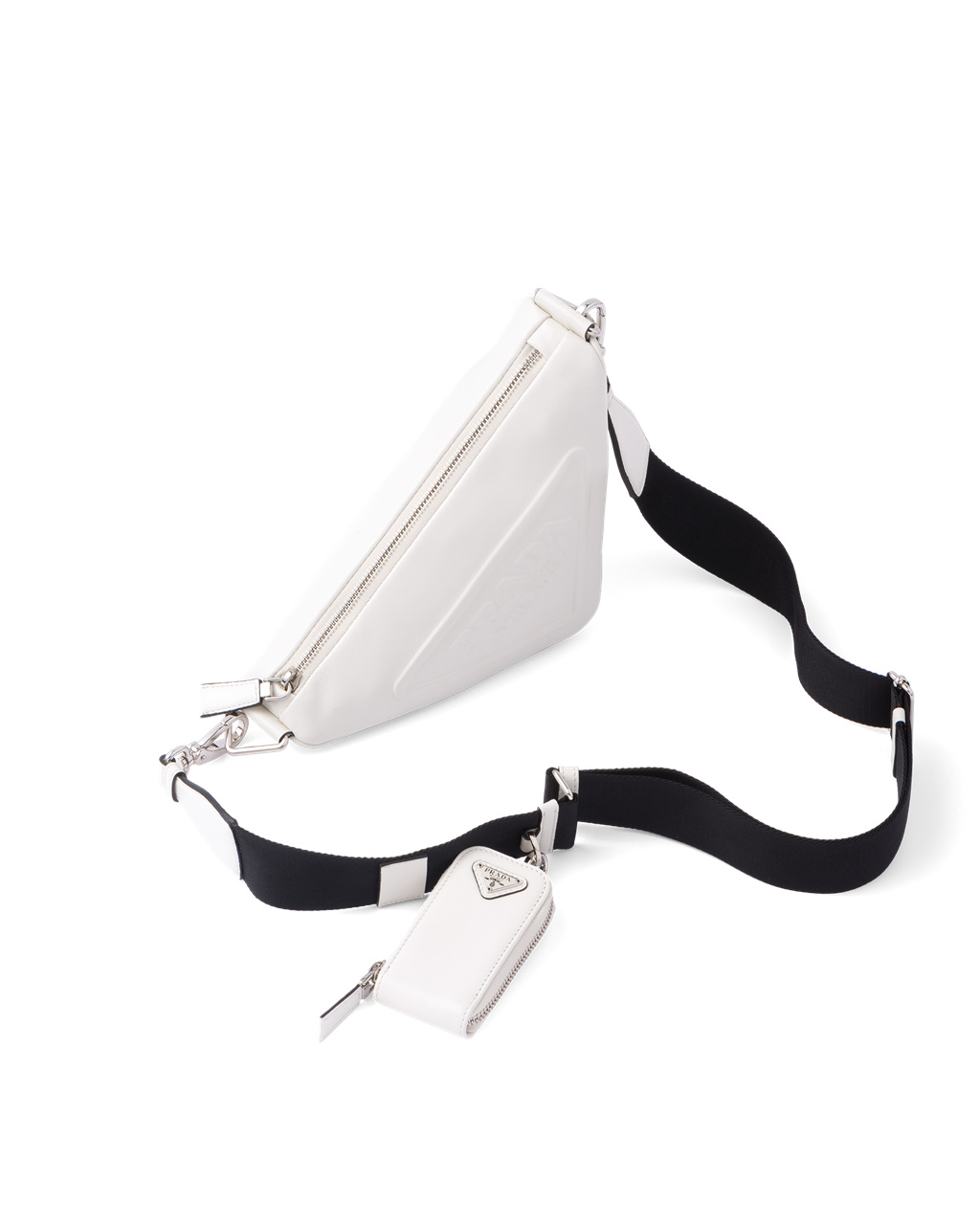 Prada Cuero Prada Triangle Shoulder Bag Blancas | 38096-KIYH