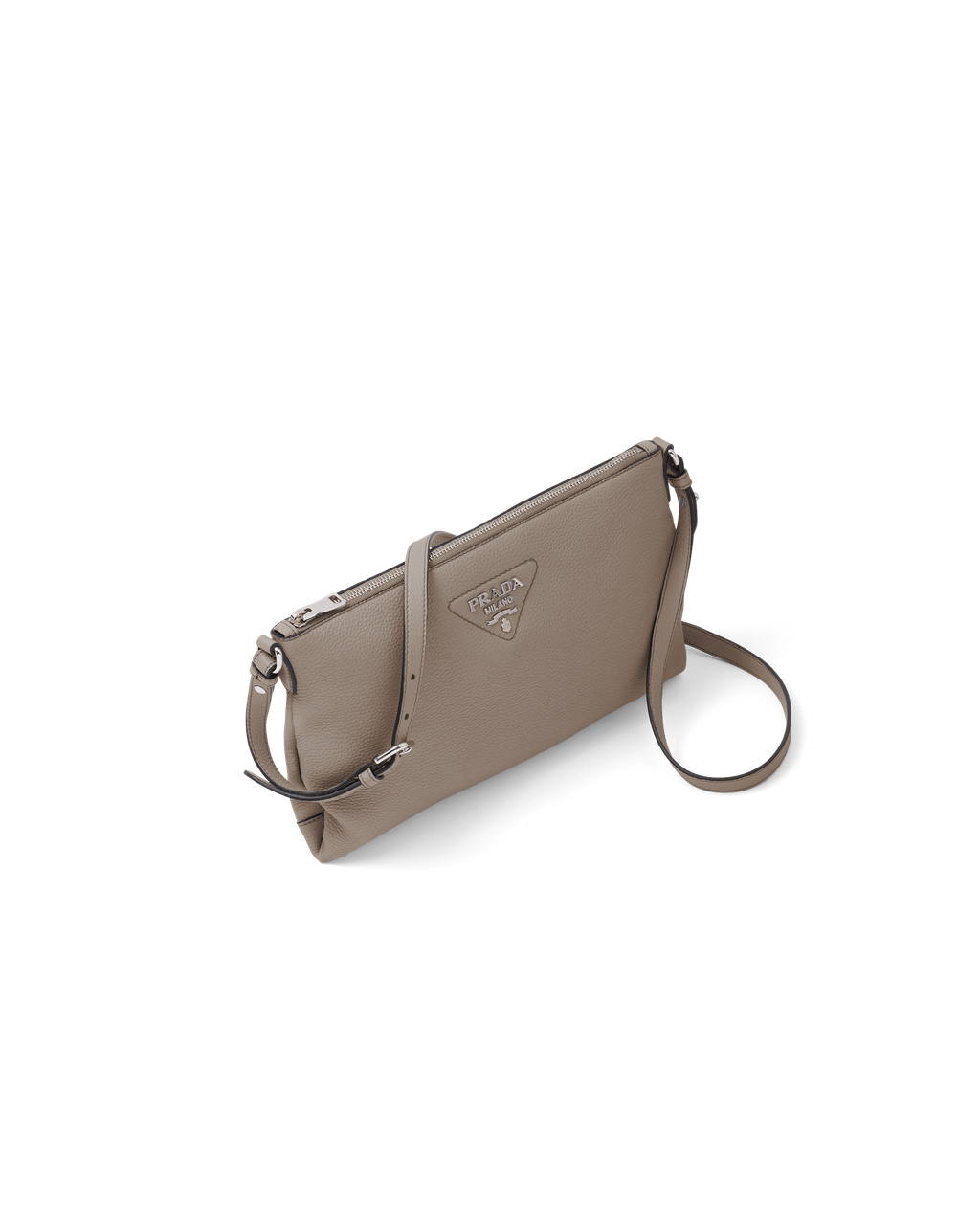 Prada Cuero Shoulder Bag Clay Gray | 35276-FSBM