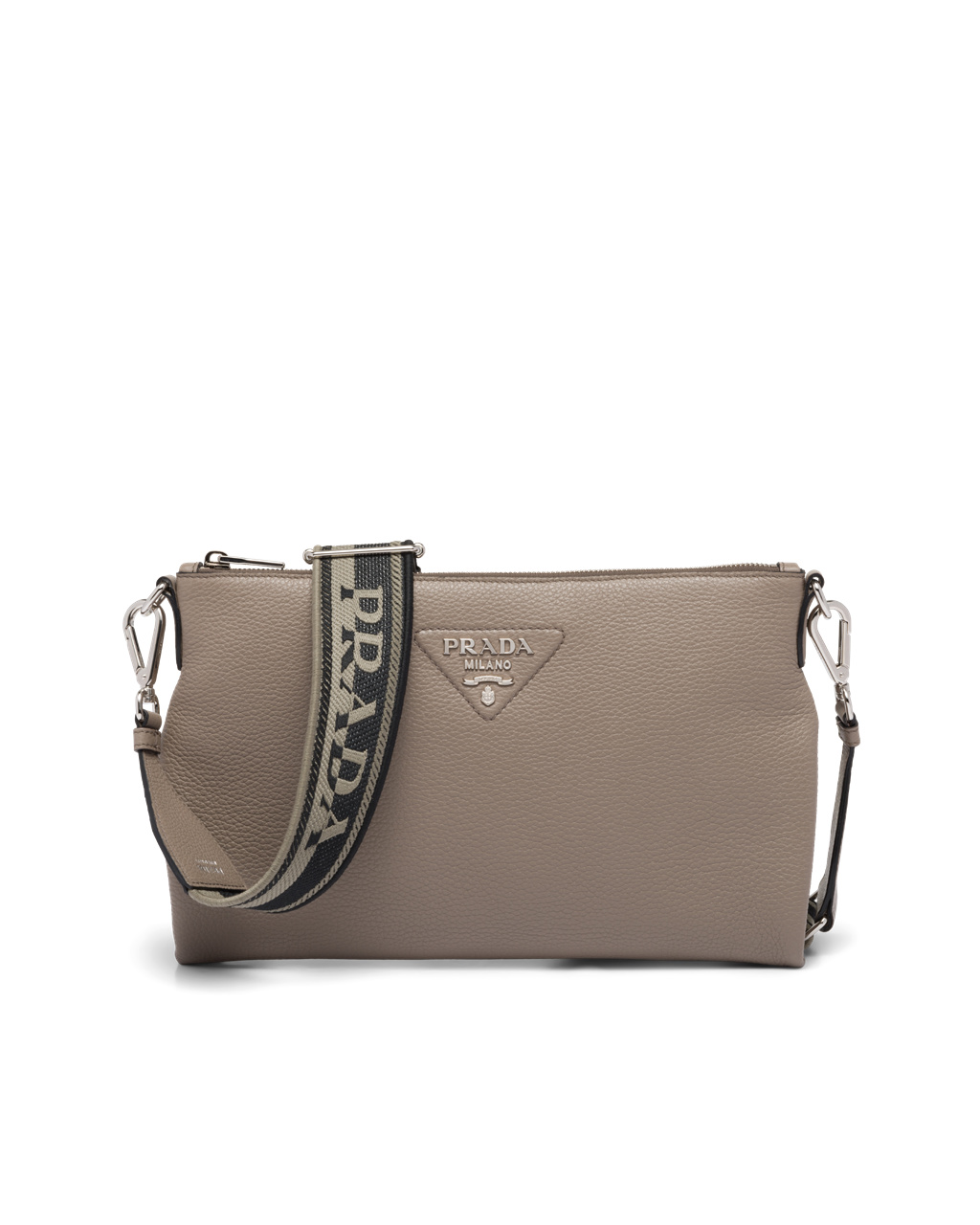 Prada Cuero Shoulder Bag Clay Gray | 35276-FSBM