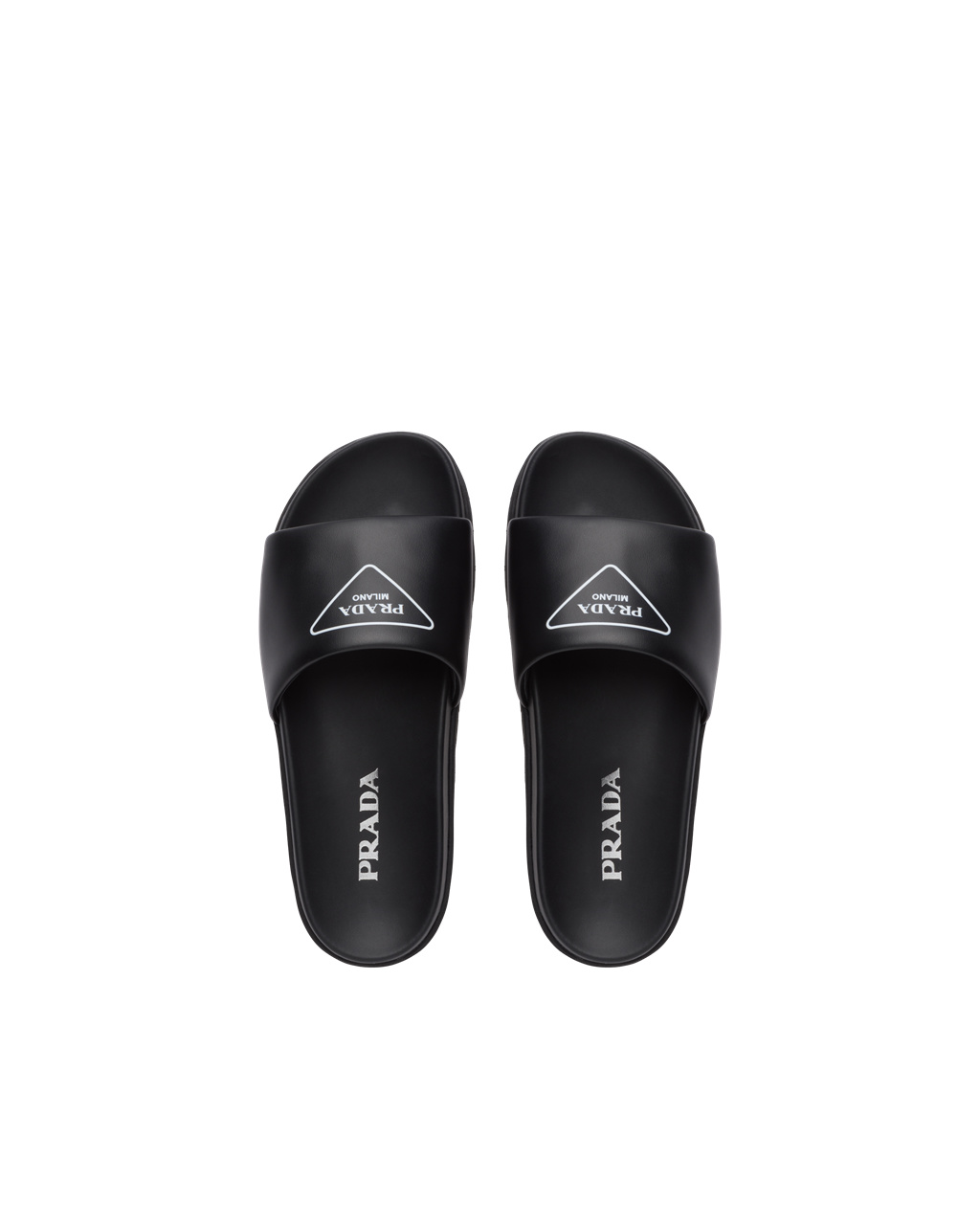 Prada Cuero Slides Negras | 98514-QGFS