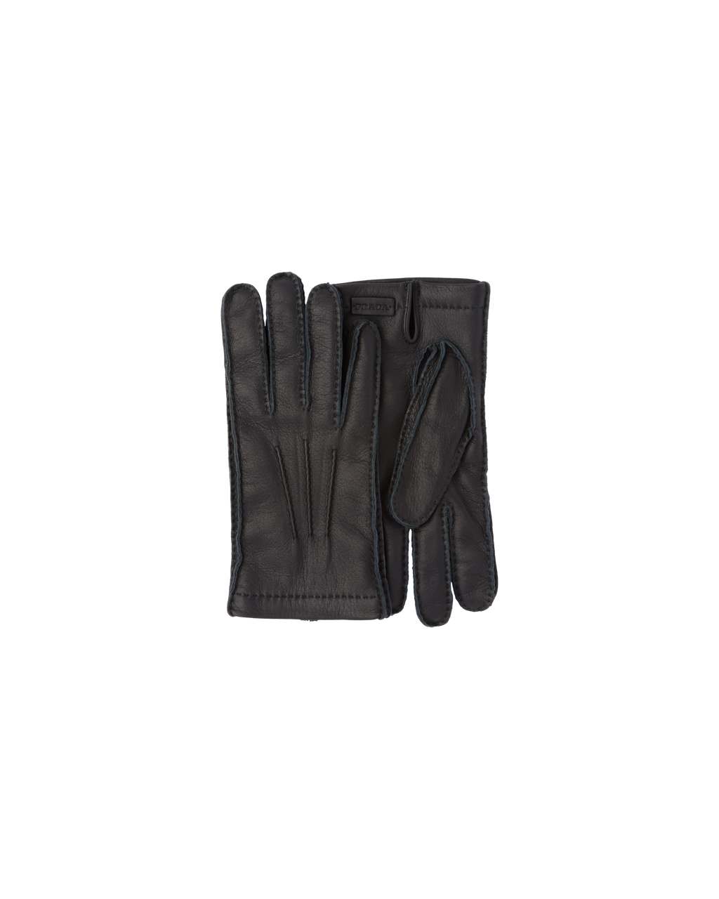 Prada Deer Cuero Gloves Negras | 48635-SWLK