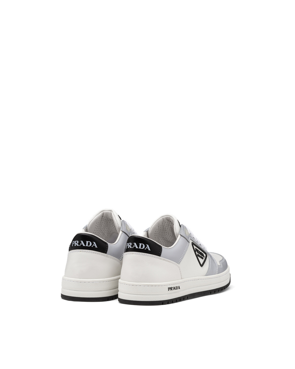 Prada District Perforated Cuero Sneakers Blancas Azules | 69724-MHFN