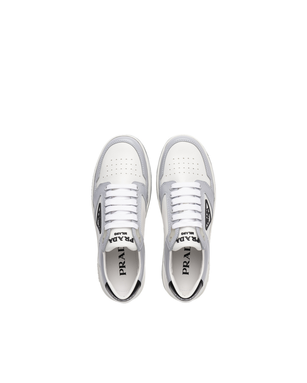 Prada District Perforated Cuero Sneakers Blancas Azules | 69724-MHFN