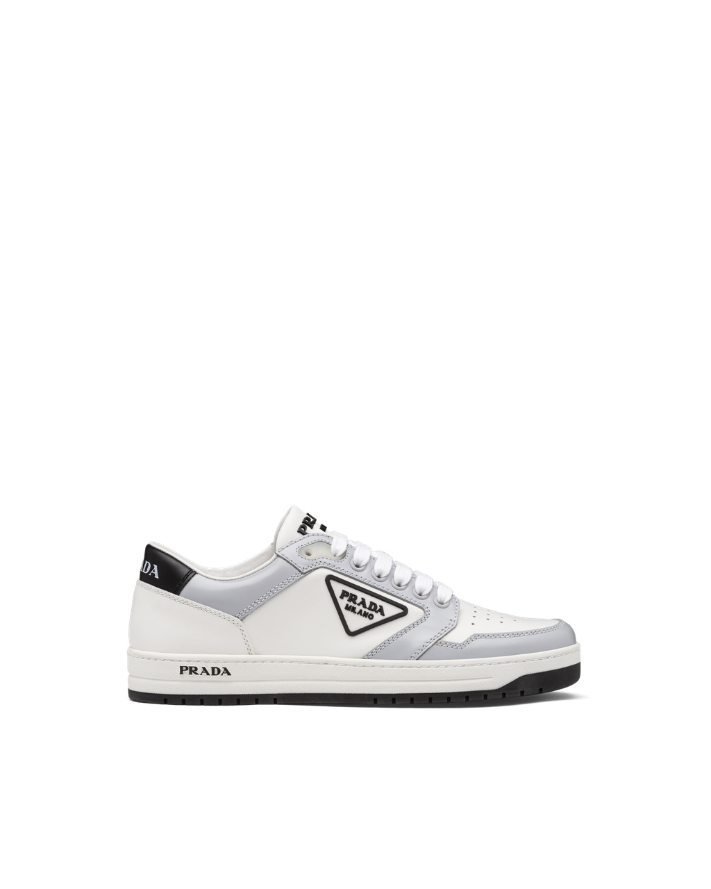 Prada District Perforated Cuero Sneakers Blancas Azules | 69724-MHFN