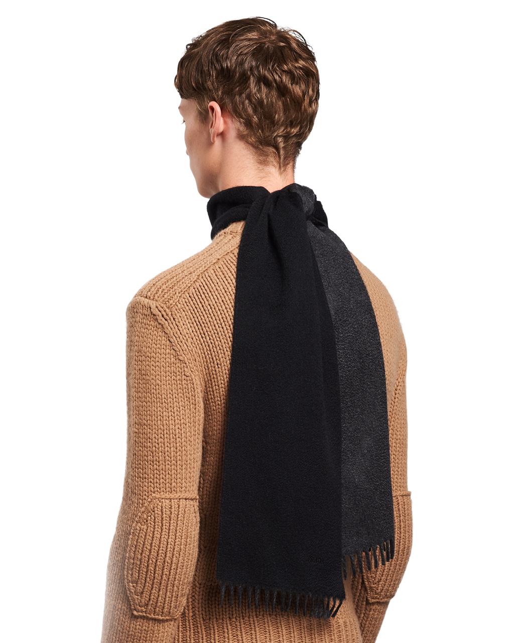 Prada Double Cashmere Scarf Anthracite Gray | 14928-IGKO