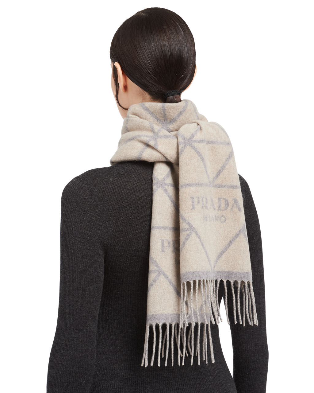 Prada Double Cashmere Scarf Gris | 71432-FDJI