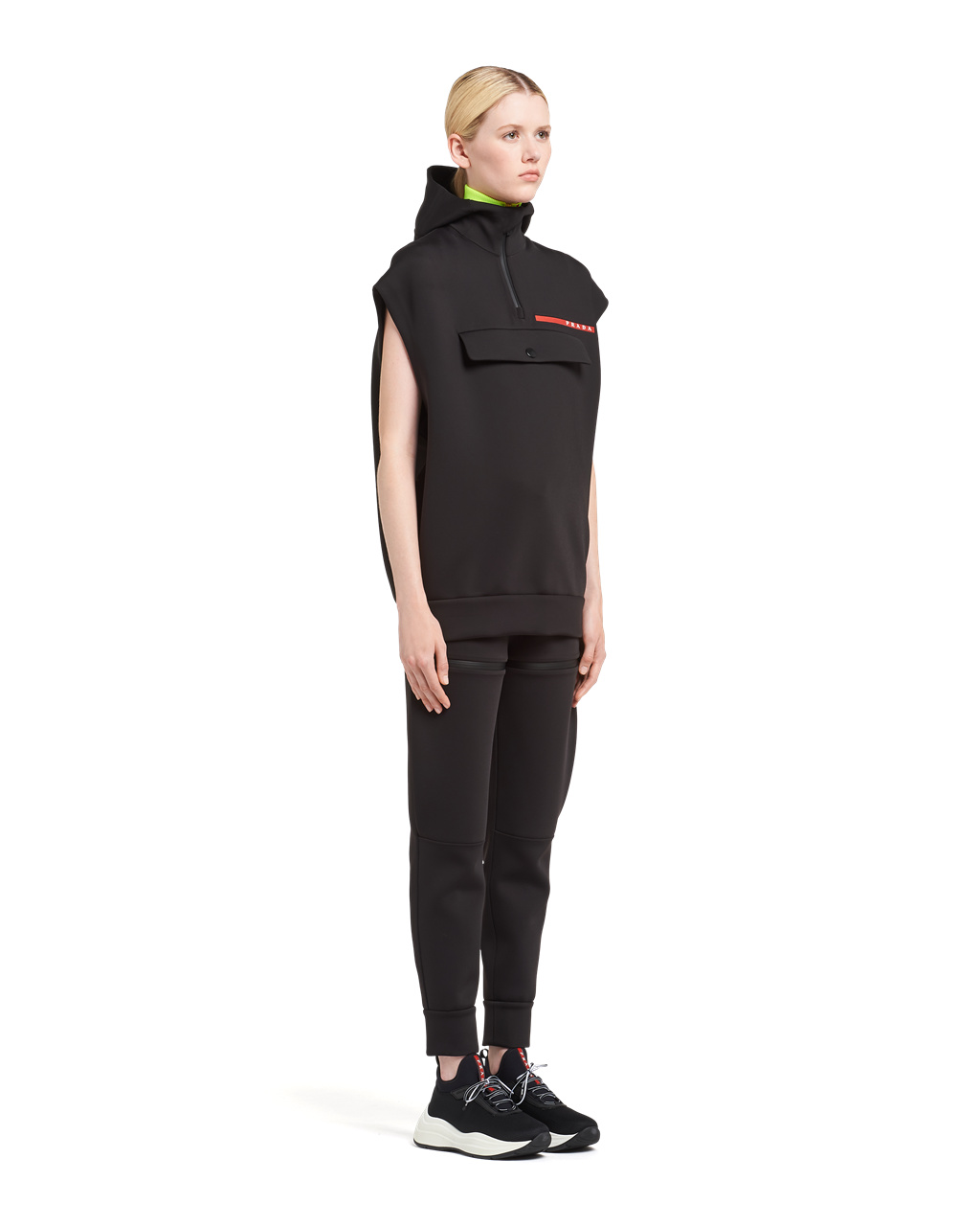 Prada Double Technical Jersey Hoodie Vest Negras | 64052-BJQE