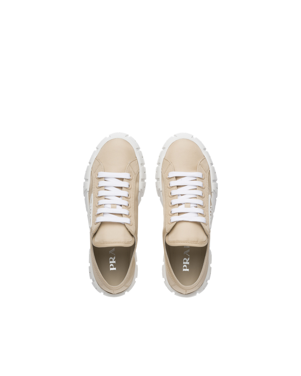 Prada Double Wheel Nylon Gabardine Sneakers Beige | 58176-SOMU