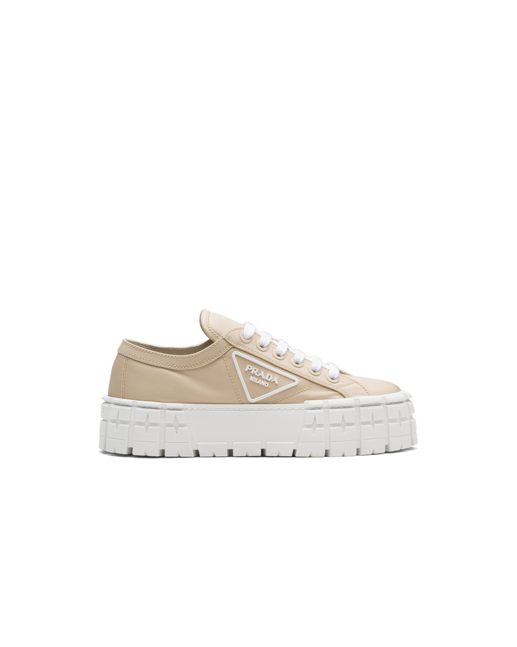 Prada Double Wheel Nylon Gabardine Sneakers Beige | 58176-SOMU