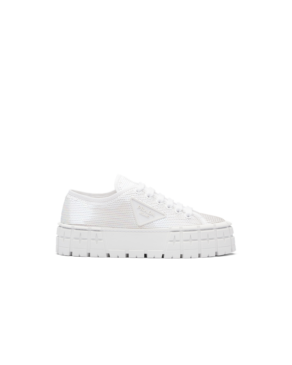 Prada Double Wheel Sequin Sneakers Blancas | 97602-UVWZ