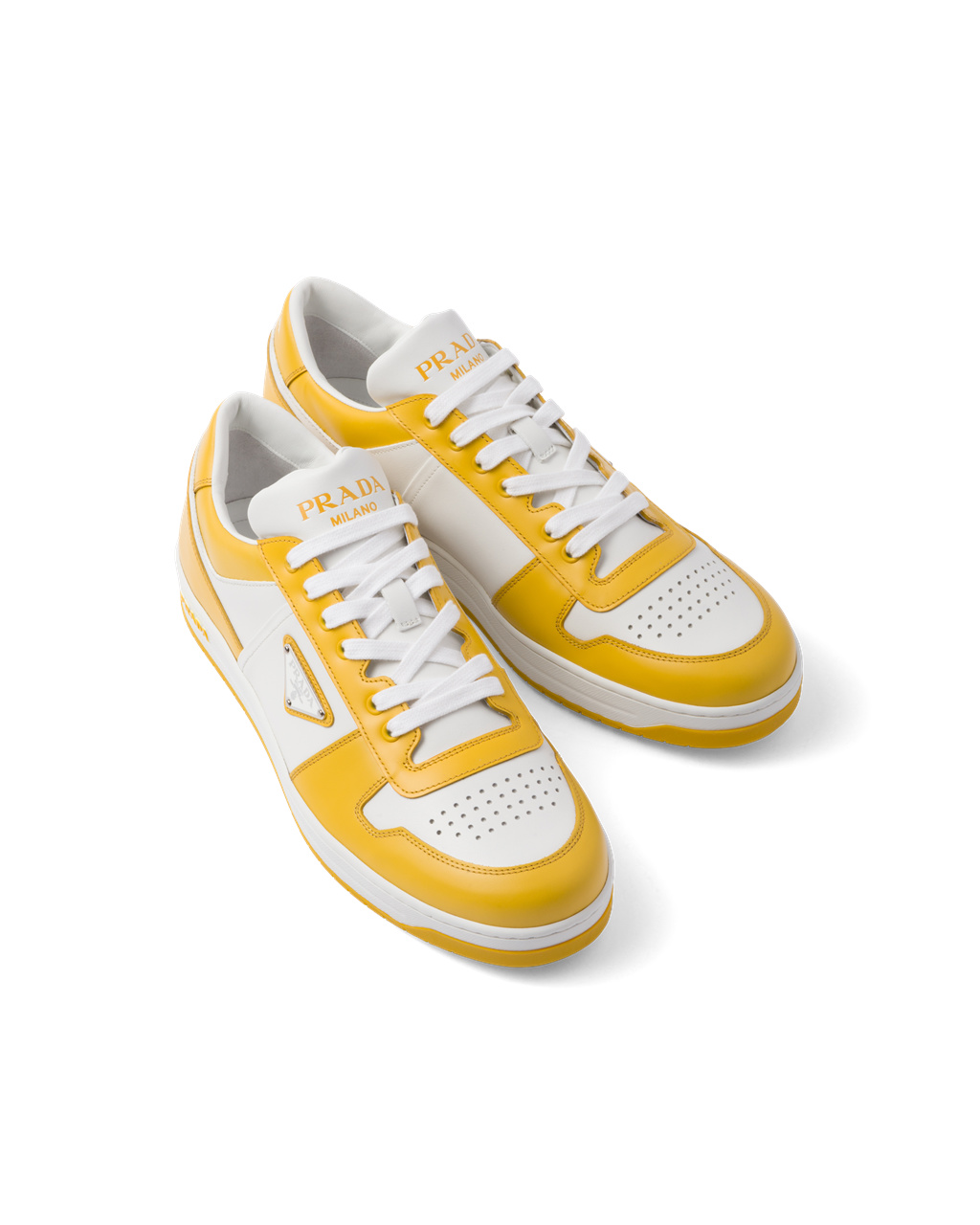 Prada Downtown Cuero Sneakers Blancas | 83620-RGKS