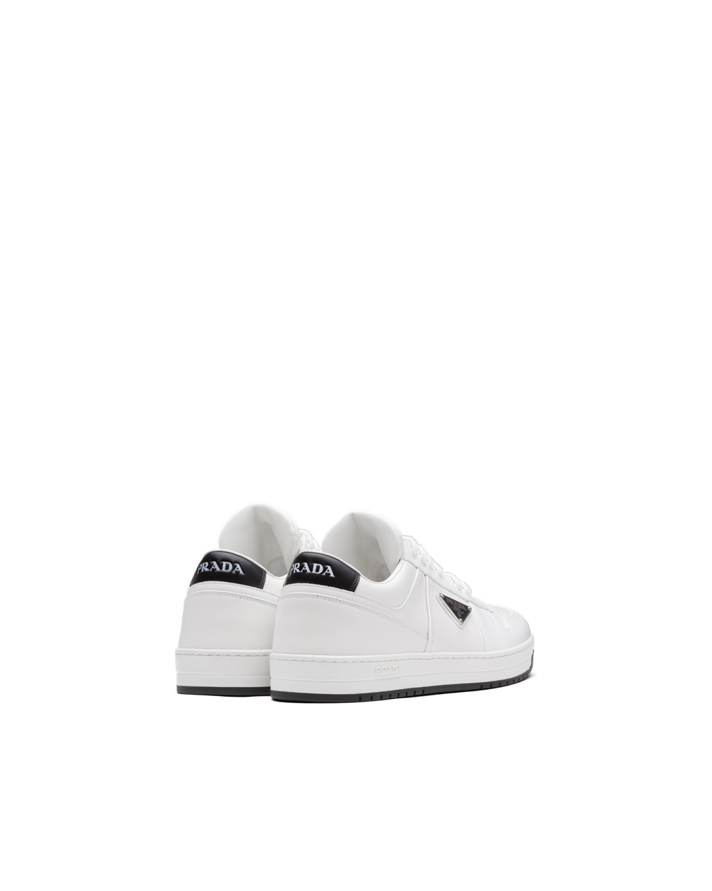 Prada Downtown Cuero Sneakers Blancas Negras | 81206-ZQYX