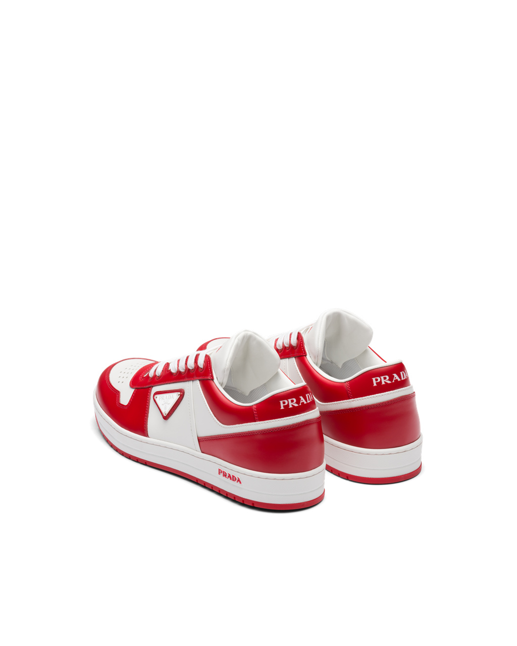 Prada Downtown Cuero Sneakers Blancas Rojas | 41978-FQOZ