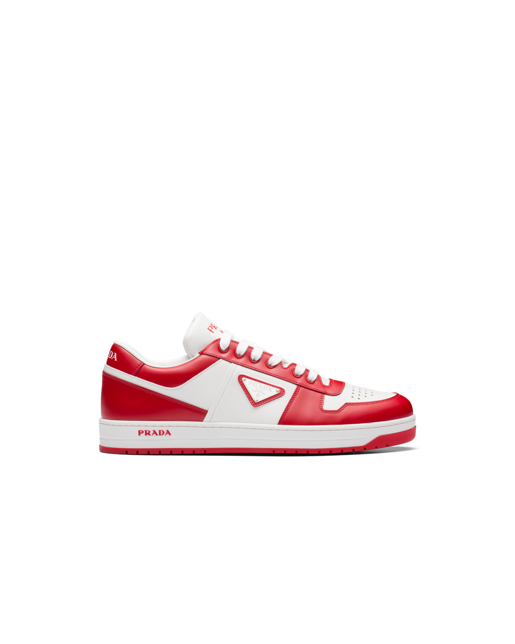 Prada Downtown Cuero Sneakers Blancas Rojas | 41978-FQOZ