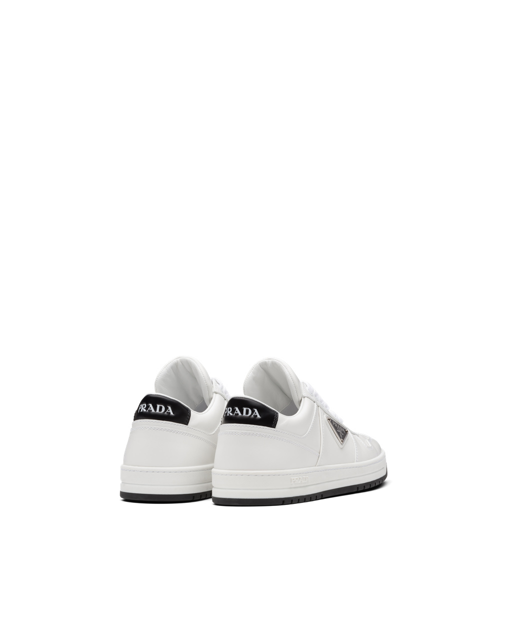 Prada Downtown Perforated Cuero Sneakers Blancas Negras | 45810-YZKL