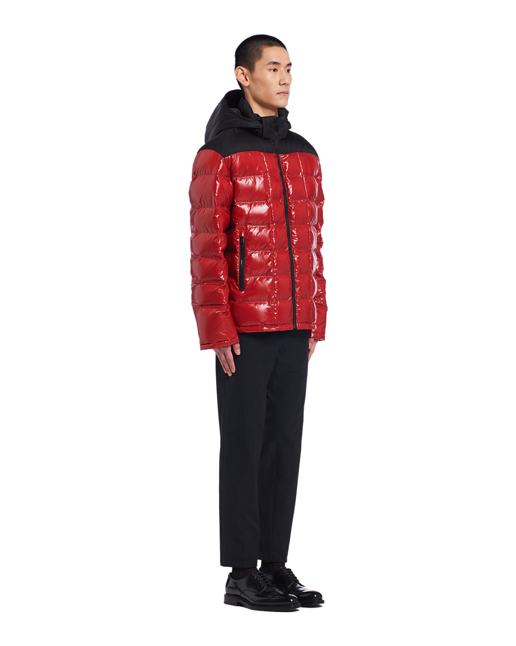 Prada Encapuchado Nylon Down Jacket Rojas | 18405-PZOH