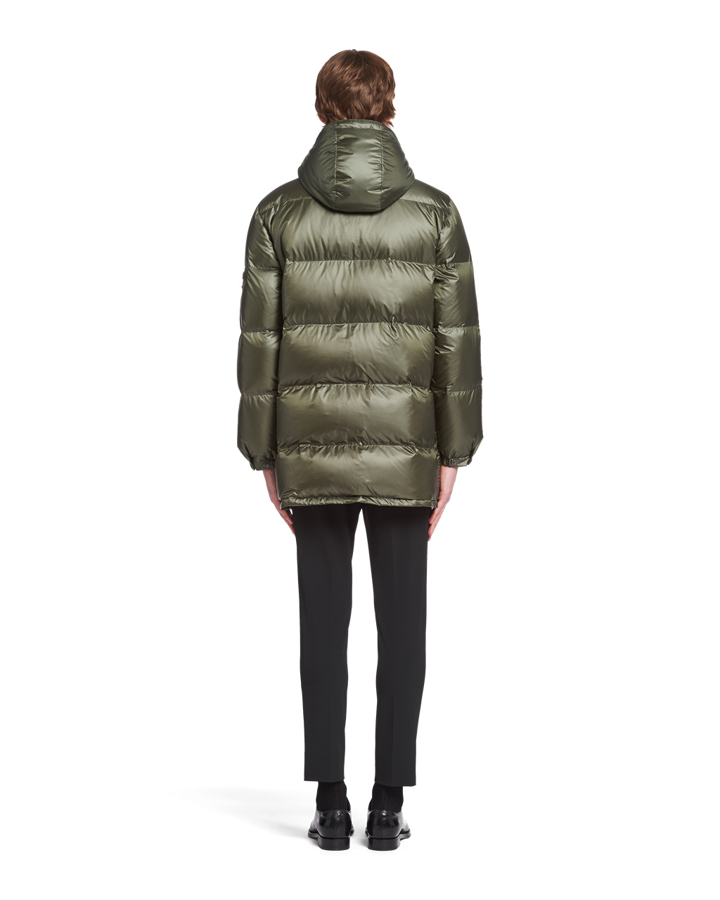 Prada Encapuchado Nylon Down Jacket Verde Naranjas | 20879-TKSA