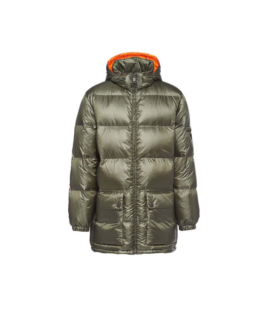 Prada Encapuchado Nylon Down Jacket Verde Naranjas | 20879-TKSA